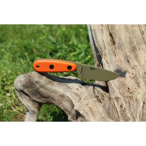 ESEE Izula Dark Earth Fixed Blade Knife w/ Orange G10 Handles and Molded Polymer Sheath